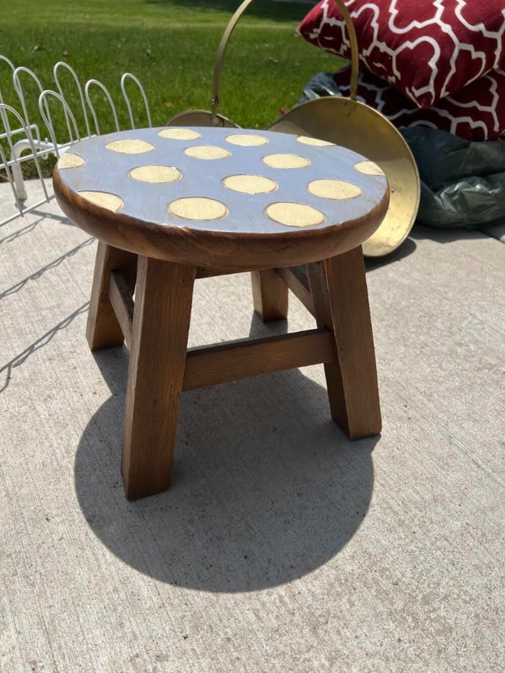 Polka Dot Wooden Stool